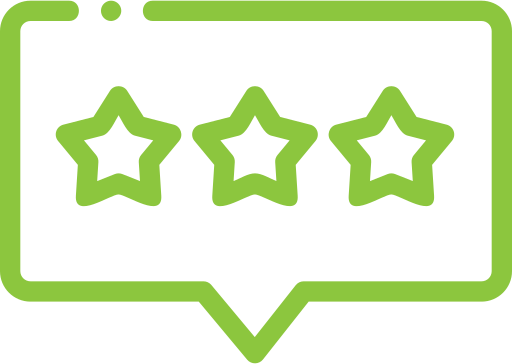 A green icon with five stars on it.